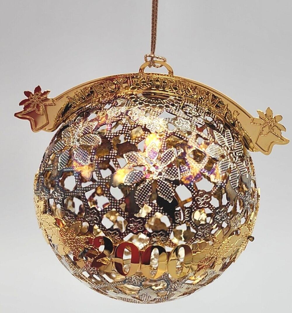 Wallace Silversmiths Christmas Ornament Silverplate Ball VTG 2000 ORIGINAL BOX
